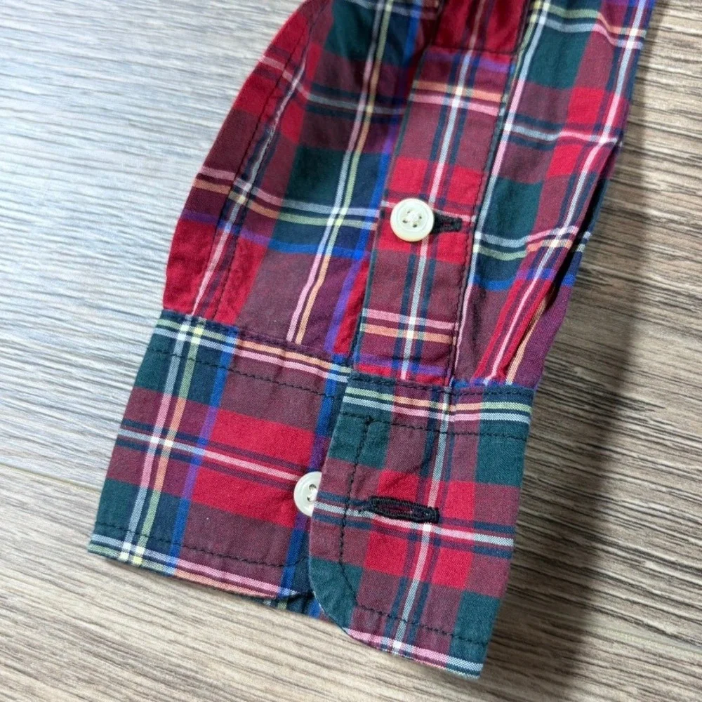 Ralph Lauren Boys Red Plaid Cotton Button Down Shirt Size 6 Pony Holiday Preppy